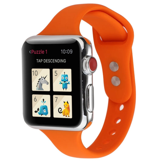 Skorter | For Apple Watch 5 & 4 44mm / 3 & 2 & 1 42mm Thin Silicone Double Closure Watch Band (Orange)