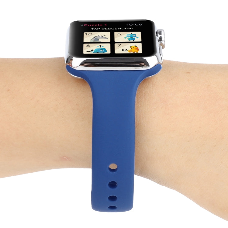 Skorter | For Apple Watch 5 & 4 44mm / 3 & 2 & 1 42mm Thin Silicone Double Closure Watch Band (Ceramic Blue)