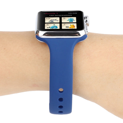 Skorter | For Apple Watch 5 & 4 44mm / 3 & 2 & 1 42mm Thin Silicone Double Closure Watch Band (Ceramic Blue)