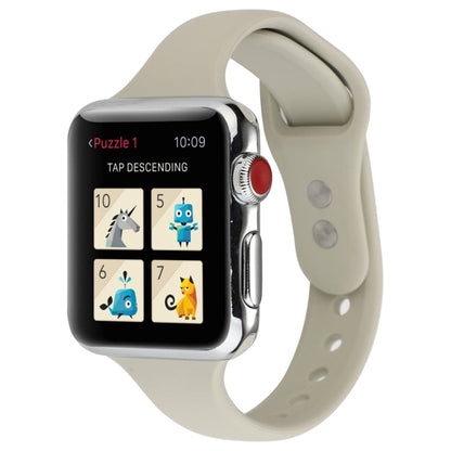 Skorter | For Apple Watch 5 & 4 44mm / 3 & 2 & 1 42mm Thin Silicone Double Buckle Watch Band (Retro White)