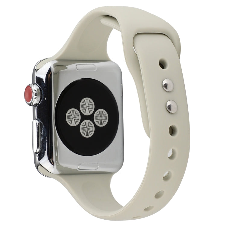 Skorter | For Apple Watch 5 & 4 44mm / 3 & 2 & 1 42mm Thin Silicone Double Buckle Watch Band (Retro White)