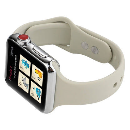 Skorter | For Apple Watch 5 & 4 44mm / 3 & 2 & 1 42mm Thin Silicone Double Buckle Watch Band (Retro White)