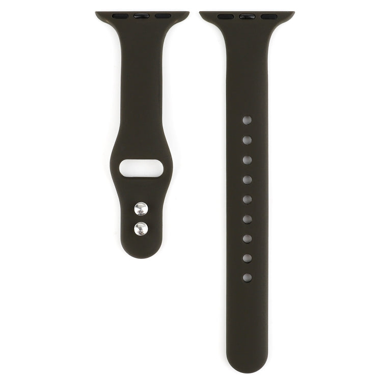 Skorter | For Apple Watch 5 & 4 44mm / 3 & 2 & 1 42mm Thin Silicone Double Closure Watch Band (Olive Green)