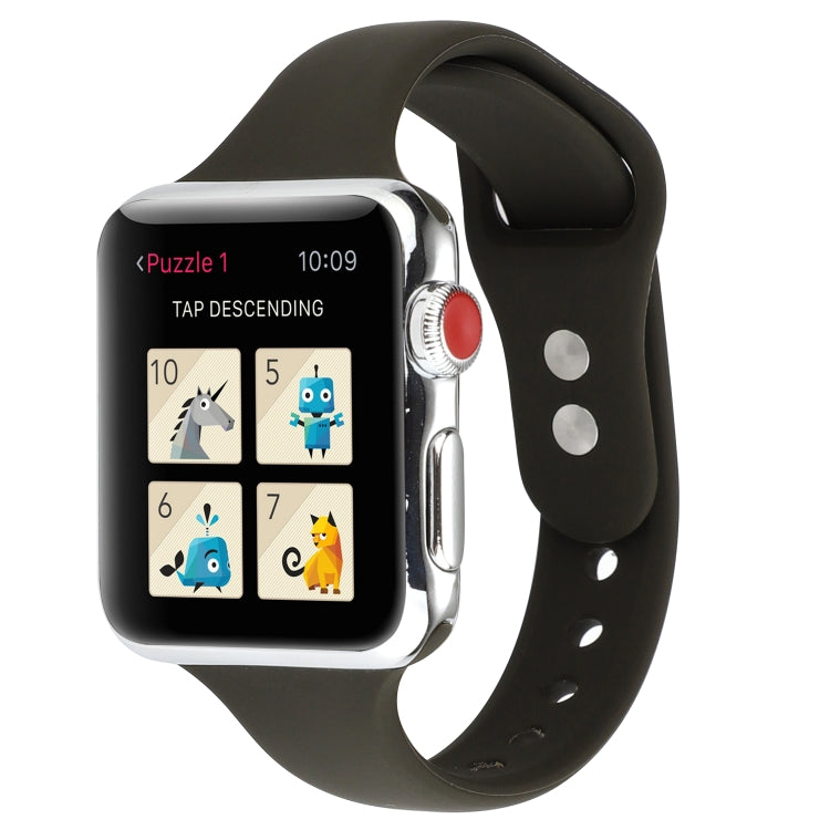 Skorter | For Apple Watch 5 & 4 44mm / 3 & 2 & 1 42mm Thin Silicone Double Closure Watch Band (Olive Green)