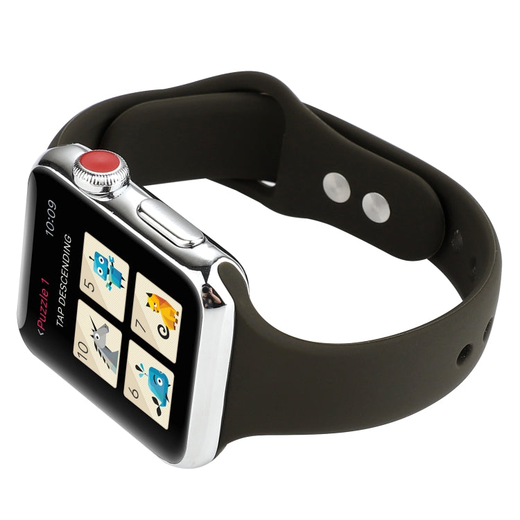 Skorter | For Apple Watch 5 & 4 44mm / 3 & 2 & 1 42mm Thin Silicone Double Closure Watch Band (Olive Green)