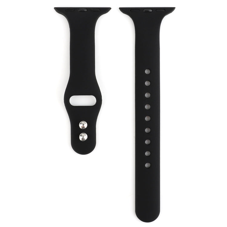Skorter | For Apple Watch 5 & 4 44mm / 3 & 2 & 1 42mm Thin Silicone Double Buckle Watch Band (Black)