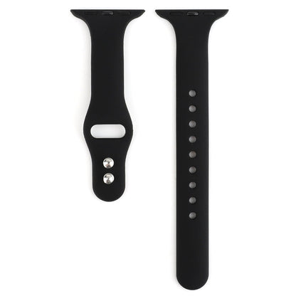 Skorter | For Apple Watch 5 & 4 44mm / 3 & 2 & 1 42mm Thin Silicone Double Buckle Watch Band (Black)