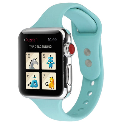 Skorter | For Apple Watch 5 & 4 44mm / 3 & 2 & 1 42mm Thin Silicone Double Closure Band (Amber Green)