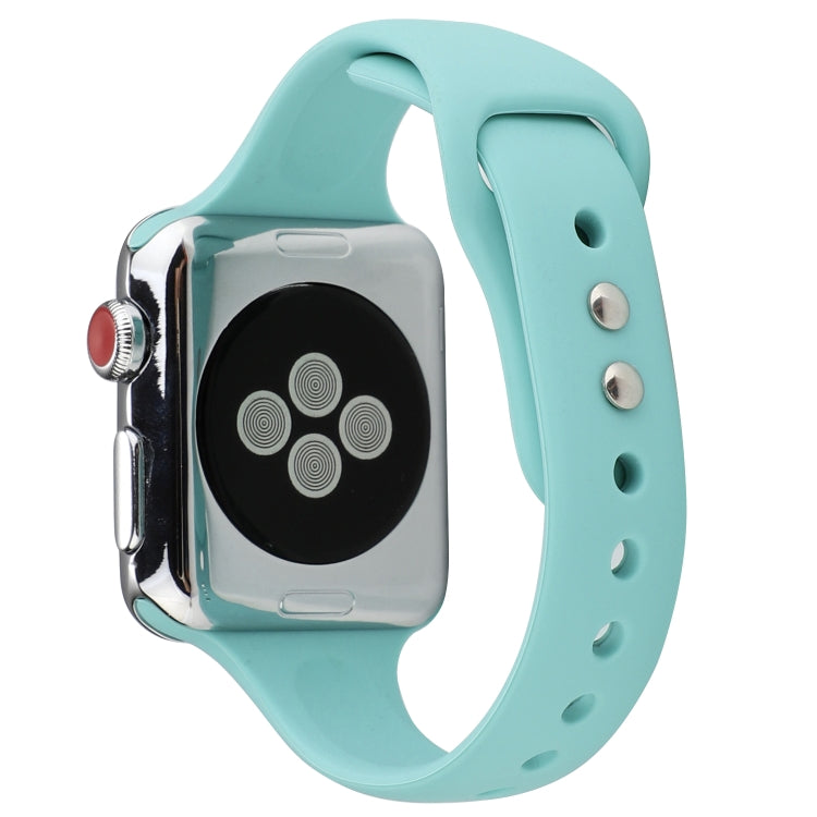 Skorter | For Apple Watch 5 & 4 44mm / 3 & 2 & 1 42mm Thin Silicone Double Closure Band (Amber Green)