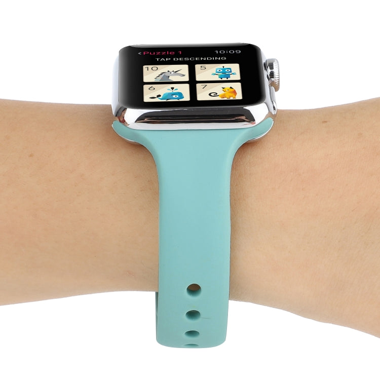 Skorter | For Apple Watch 5 & 4 44mm / 3 & 2 & 1 42mm Thin Silicone Double Closure Band (Amber Green)