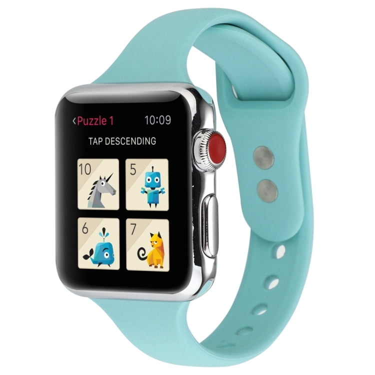 Skorter | For Apple Watch 5 & 4 44mm / 3 & 2 & 1 42mm Thin Silicone Double Closure Band (Amber Green)