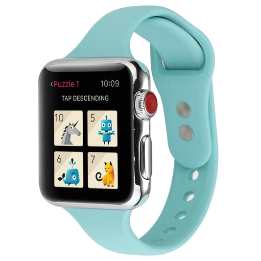 Skorter | For Apple Watch 5 & 4 44mm / 3 & 2 & 1 42mm Thin Silicone Double Closure Band (Amber Green)