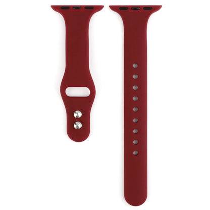 Skorter | For Apple Watch 5 & 4 44mm / 3 & 2 & 1 42mm Thin Silicone Double-Buckle Watch Strap (Burgundy)