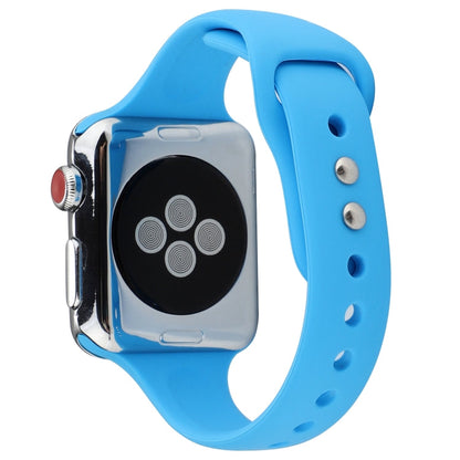 Skorter | For Apple Watch 5 & 4 44mm / 3 & 2 & 1 42mm Thin Silicone Double Closure Watch Band (Blue)