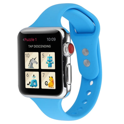 Skorter | For Apple Watch 5 & 4 44mm / 3 & 2 & 1 42mm Thin Silicone Double Closure Watch Band (Blue)