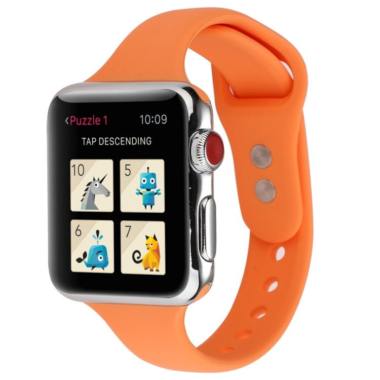 Skorter | For Apple Watch 5 & 4 44mm / 3 & 2 & 1 42mm Thin Silicone Double Closure Watch Band (Papaya Yellow)