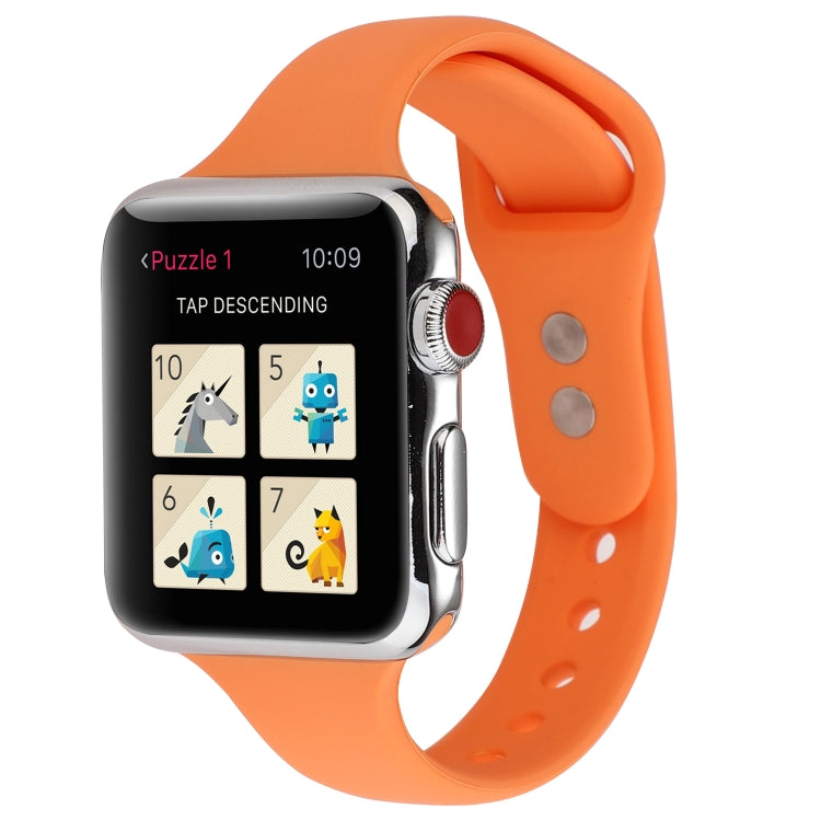 Skorter | For Apple Watch 5 & 4 44mm / 3 & 2 & 1 42mm Thin Silicone Double Closure Watch Band (Papaya Yellow)