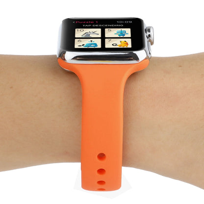 Skorter | For Apple Watch 5 & 4 44mm / 3 & 2 & 1 42mm Thin Silicone Double Closure Watch Band (Papaya Yellow)