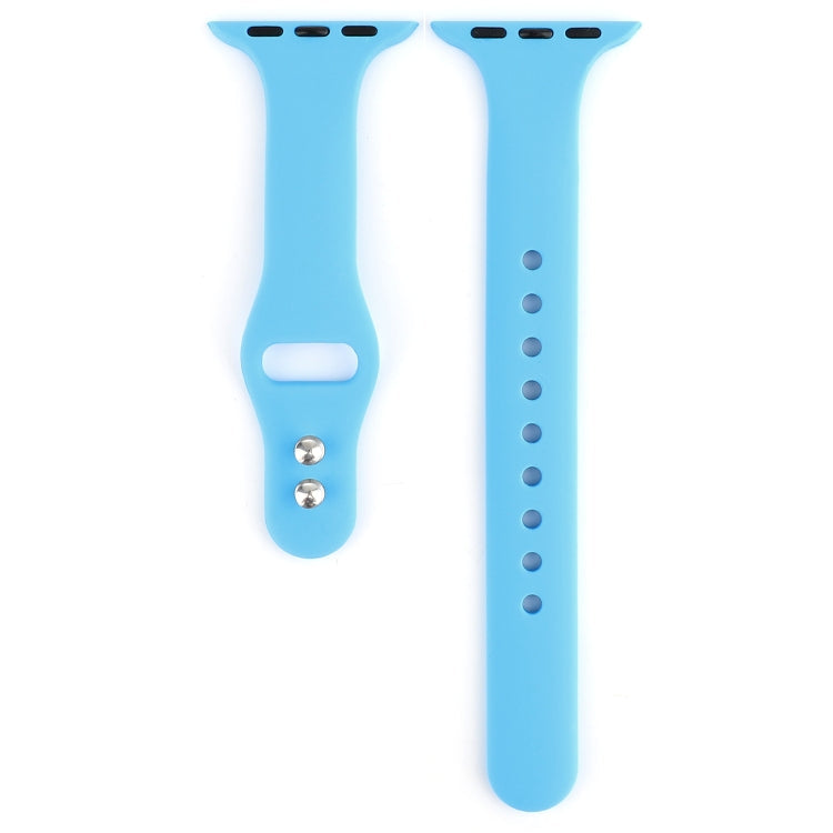 Skorter | For Apple Watch 5 & 4 44mm / 3 & 2 & 1 42mm Thin Silicone Double Buckle Strap (Denim Blue)