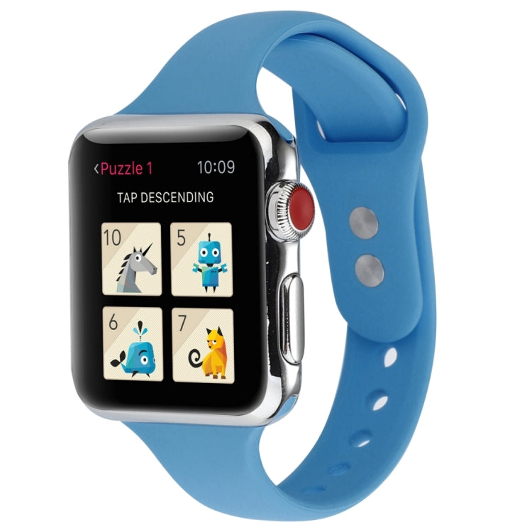 Skorter | For Apple Watch 5 & 4 44mm / 3 & 2 & 1 42mm Thin Silicone Double Buckle Strap (Denim Blue)