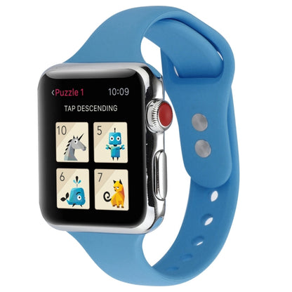 Skorter | For Apple Watch 5 & 4 44mm / 3 & 2 & 1 42mm Thin Silicone Double Buckle Strap (Denim Blue)