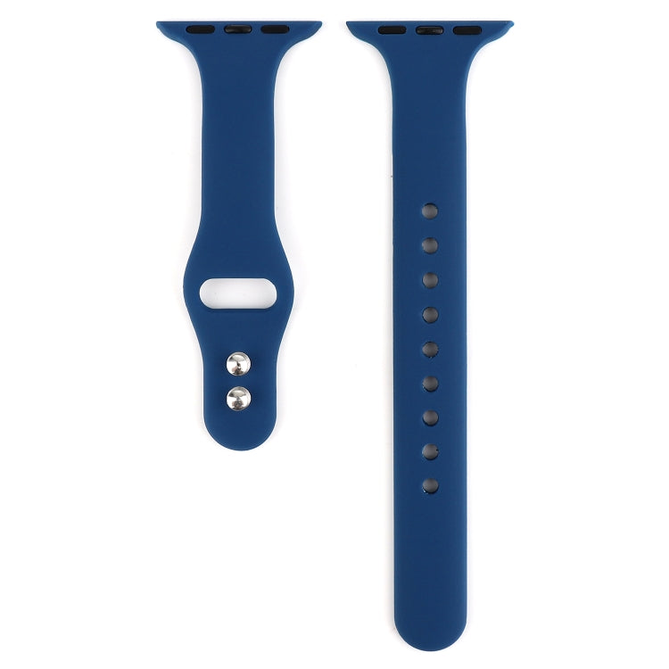 Skorter | For Apple Watch 5 & 4 44mm / 3 & 2 & 1 42mm Thin Silicone Double Buckle Watch Strap (Horizon Blue)