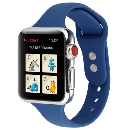 Skorter | For Apple Watch 5 & 4 44mm / 3 & 2 & 1 42mm Thin Silicone Double Buckle Watch Strap (Horizon Blue)