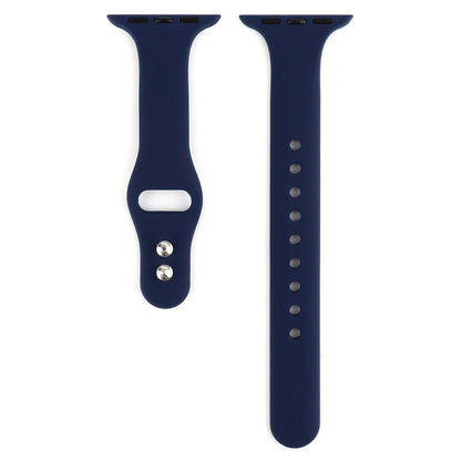 Skorter | For Apple Watch 5 & 4 44mm / 3 & 2 & 1 42mm Slim Silicone Double Closure Watch Strap (Midnight Blue)
