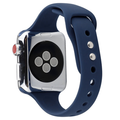 Skorter | For Apple Watch 5 & 4 44mm / 3 & 2 & 1 42mm Slim Silicone Double Closure Watch Strap (Midnight Blue)