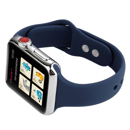 Skorter | For Apple Watch 5 & 4 44mm / 3 & 2 & 1 42mm Slim Silicone Double Closure Watch Strap (Midnight Blue)