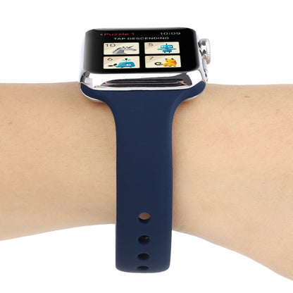Skorter | For Apple Watch 5 & 4 44mm / 3 & 2 & 1 42mm Slim Silicone Double Closure Watch Strap (Midnight Blue)
