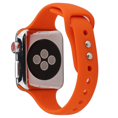 Skorter | For Apple Watch 5 & 4 44mm / 3 & 2 & 1 42mm Thin Silicone Double Snap Closure Watch Band (Apricot Orange)