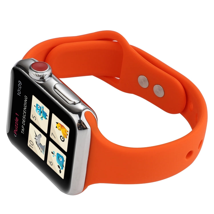 Skorter | For Apple Watch 5 & 4 44mm / 3 & 2 & 1 42mm Thin Silicone Double Snap Closure Watch Band (Apricot Orange)