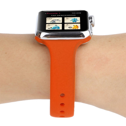 Skorter | For Apple Watch 5 & 4 44mm / 3 & 2 & 1 42mm Thin Silicone Double Snap Closure Watch Band (Apricot Orange)