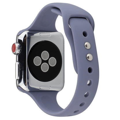 Skorter | For Apple Watch 5 & 4 44mm / 3 & 2 & 1 42mm Thin Silicone Double Buckle Strap (Lavender Gray)