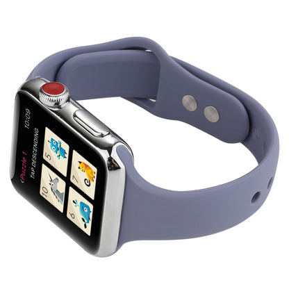 Skorter | For Apple Watch 5 & 4 44mm / 3 & 2 & 1 42mm Thin Silicone Double Buckle Strap (Lavender Gray)