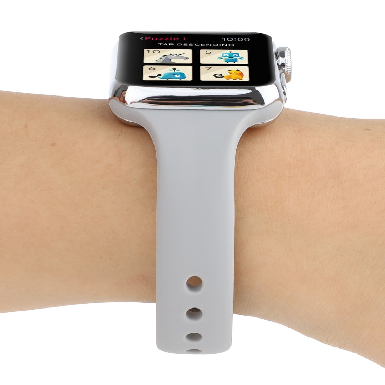 Skorter | For Apple Watch 5 & 4 44mm / 3 & 2 & 1 42mm Thin Silicone Double Closure Bracelet (Cloud Gray)