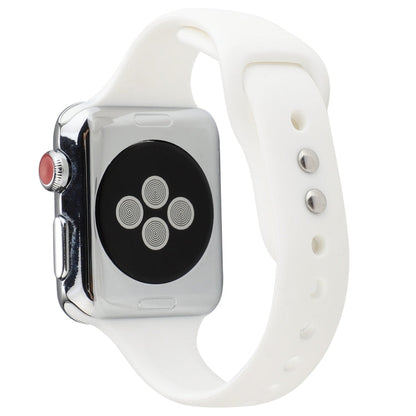 Skorter | For Apple Watch 5 & 4 44mm / 3 & 2 & 1 42mm Thin Silicone Double Buckle Watch Strap (White)