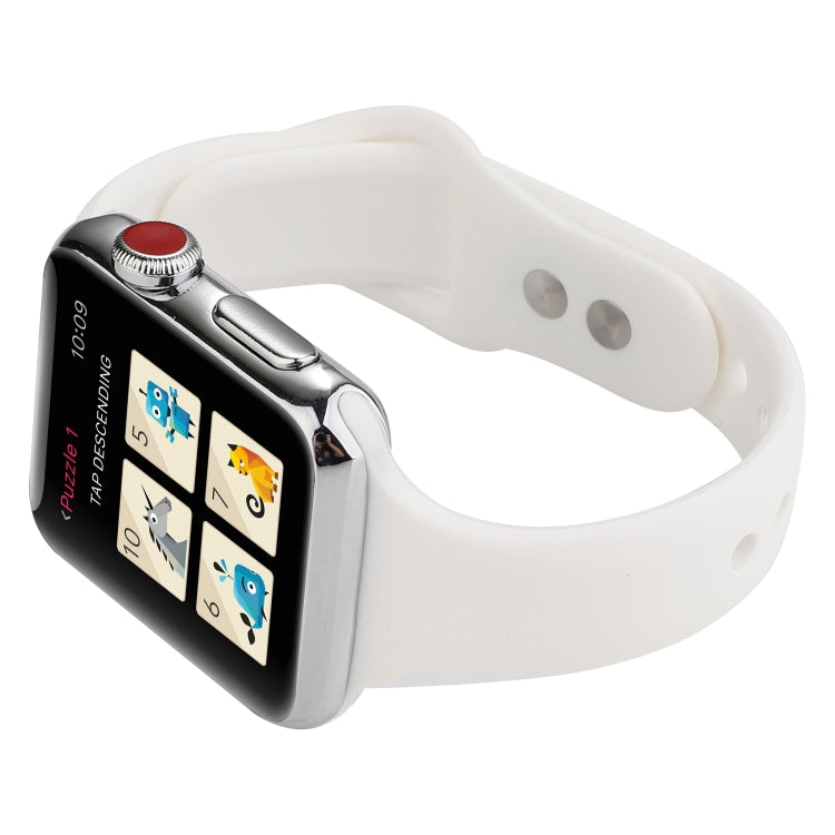 Skorter | For Apple Watch 5 & 4 44mm / 3 & 2 & 1 42mm Thin Silicone Double Buckle Watch Strap (White)