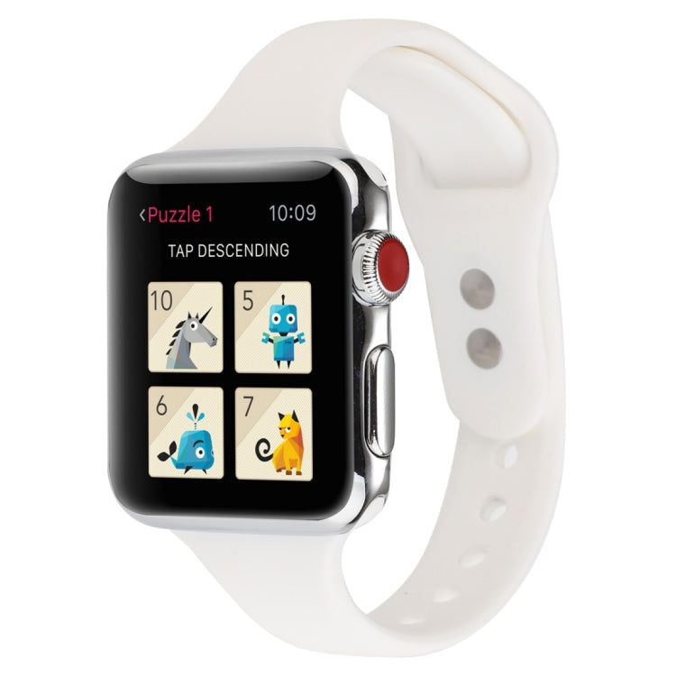 Skorter | For Apple Watch 5 & 4 44mm / 3 & 2 & 1 42mm Thin Silicone Double Buckle Watch Strap (White)