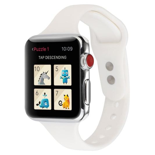 Skorter | For Apple Watch 5 & 4 44mm / 3 & 2 & 1 42mm Thin Silicone Double Buckle Watch Strap (White)