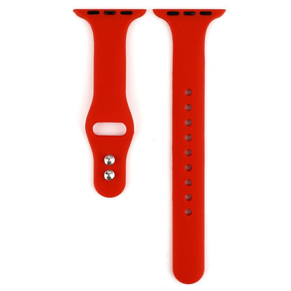 Skorter | For Apple Watch 5 & 4 44mm / 3 & 2 & 1 42mm Thin Silicone Double Buckle Watch Band (Red)