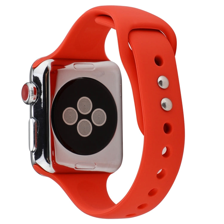 Skorter | For Apple Watch 5 & 4 44mm / 3 & 2 & 1 42mm Thin Silicone Double Buckle Watch Band (Red)