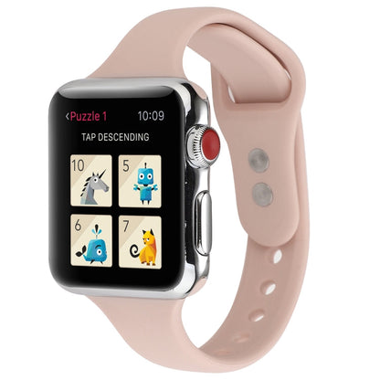 Skorter | For Apple Watch 5 & 4 44mm / 3 & 2 & 1 42mm Thin Silicone Double Buckle Strap (Sand Pink)