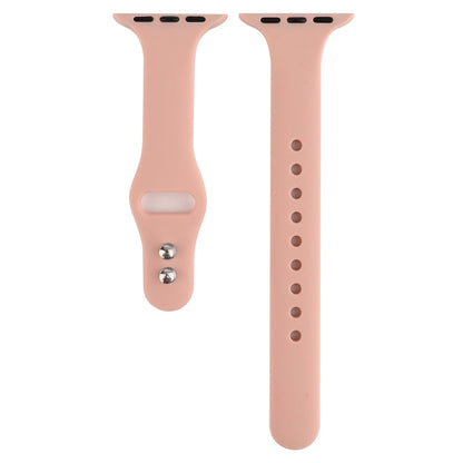 Skorter | For Apple Watch 5 & 4 44mm / 3 & 2 & 1 42mm Thin Silicone Double Buckle Watch Strap (Retro Rose)