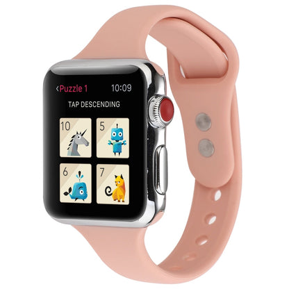 Skorter | For Apple Watch 5 & 4 44mm / 3 & 2 & 1 42mm Thin Silicone Double Buckle Watch Strap (Retro Rose)