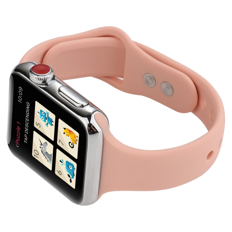 Skorter | For Apple Watch 5 & 4 44mm / 3 & 2 & 1 42mm Thin Silicone Double Buckle Watch Strap (Retro Rose)