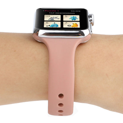 Skorter | For Apple Watch 5 & 4 44mm / 3 & 2 & 1 42mm Thin Silicone Double Buckle Watch Strap (Retro Rose)