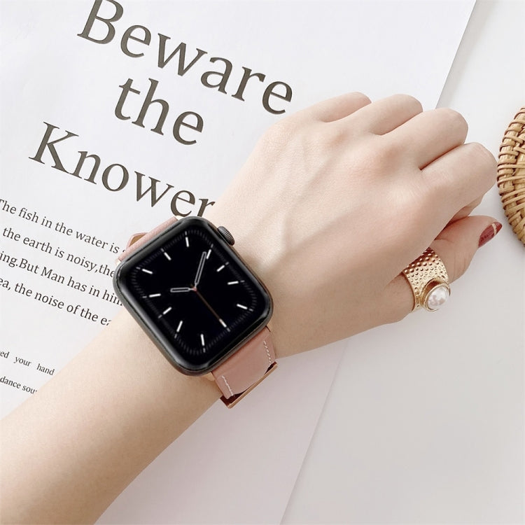 Skorter | For Apple Watch 5 & 4 44mm / 3 & 2 & 1 42mm V Tail Style Seam Leather Watch Band (Beige)