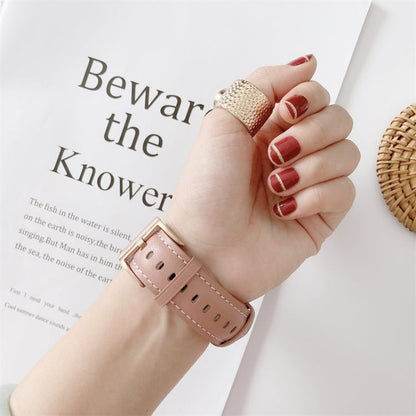 Skorter | For Apple Watch 5 & 4 44mm / 3 & 2 & 1 42mm V Tail Style Stitching Leather Strap (Pink)